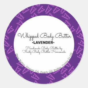 Sticker Rond Beurre Corporel Fouet à la Lavande Marquage de l'E