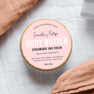 Sticker Rond Beurre corporel minimal emballage cosmétique rose