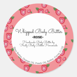 Sticker Rond Beurre Corporel Rose Emballage de Marque de Bain