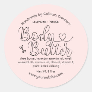 Sticker Rond Beurre corporel simple rose noir de coeur fait mai