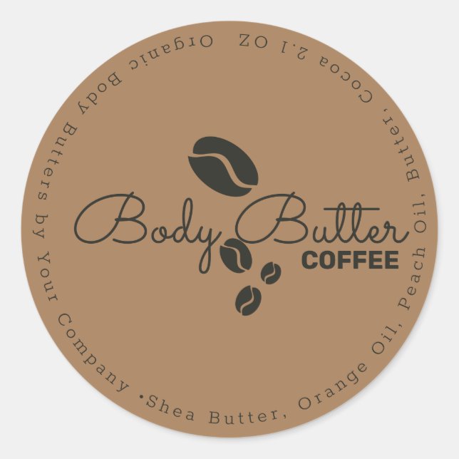 Sticker Rond Beurre de café Bain marque de savon (Devant)
