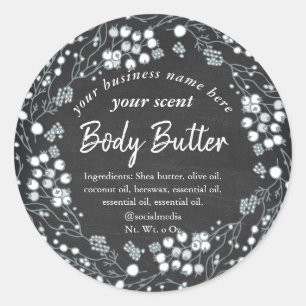 Sticker Rond Beurre de caisse en carton fleuri blanc