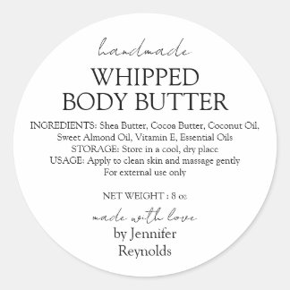 Sticker Rond Beurre de corps fait main Organic Business Classic