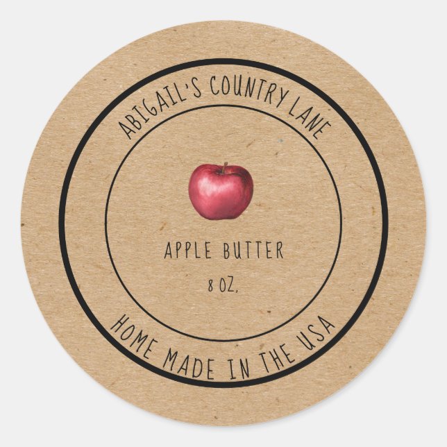 Sticker Rond Beurre de pomme fait maison rustique (Devant)