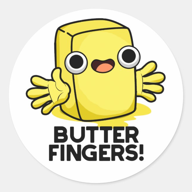 Sticker Rond Beurre Doigts Funny Beurre Alimentation Pun (Devant)