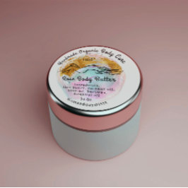Sticker Rond Beurre du corps Baume de soins Emballage Rose Pain