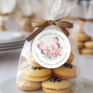 Sticker Rond Beurre mou Merci Floral Baby shower