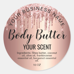 Sticker Rond beurre rose or gouttes feuille ajouter votre logo