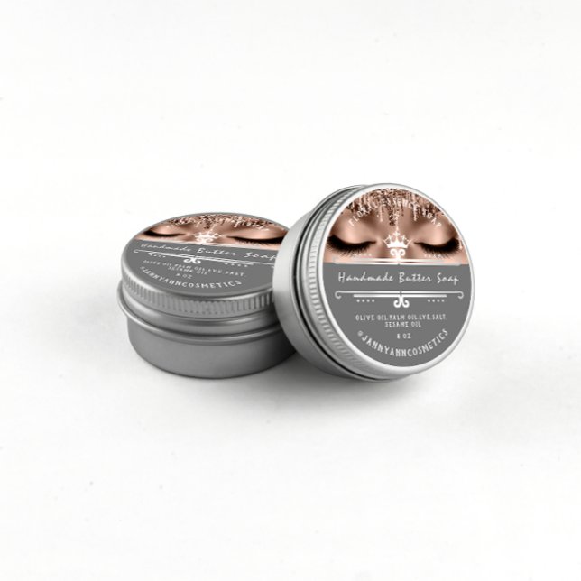 Sticker Rond Beurre Soap Cosmétique Gris Royal Lashes Princesse (Créateur téléchargé)