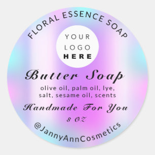 Sticker Rond Beurre Soap Cosmétique Logo fait main Rose Bleu