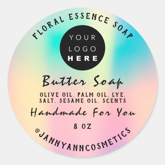 Sticker Rond Beurre Soap Cosmétiques Holographique Rosse fait m (Devant)