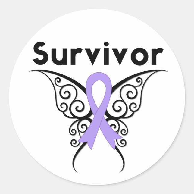 Sticker Rond Beurre tribal survivant du cancer général (Devant)