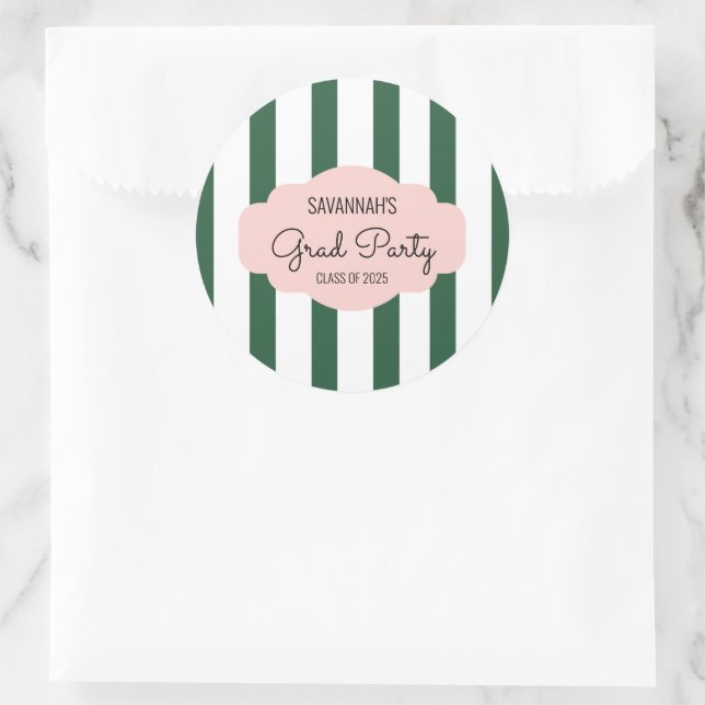 Sticker Rond Beverly Hills Pink & Green Grad Party (Sac)