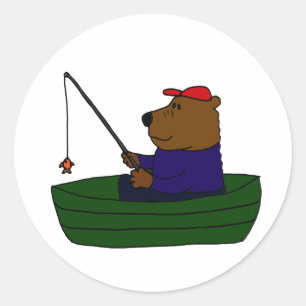 Sticker Rond BF - Amusant Bear Fishing Design