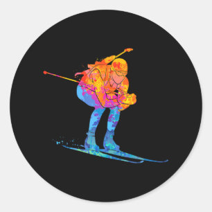 Sticker Rond Biathlète Ski Biathlon