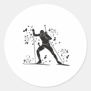 Sticker Rond Biathlète Ski Nordique Biathlon _28