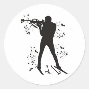 Sticker Rond Biathlète Ski nordique Biathlon _3