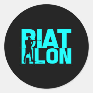 Sticker Rond Biathlon Biathlète Ski Tir Pour Hommes Femmes K
