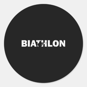 Sticker Rond Biathlon drôle de biathlète tirant cible de ski