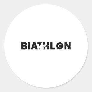 Sticker Rond Biathlon Funny Biathlète tir Cible Ski Sp