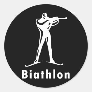 Sticker Rond Biathlon Ski Ski Sports d'hiver Ski de fond