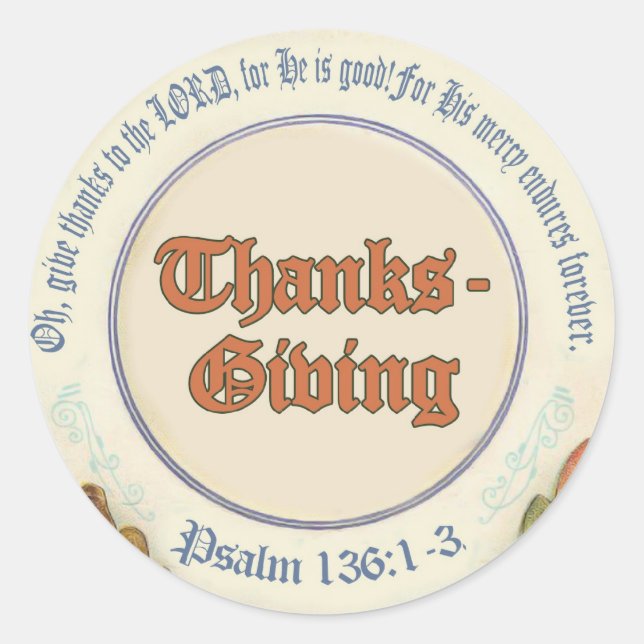 Sticker Rond Bible chrétienne Verse Thanksgiving (Devant)