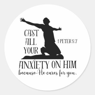 Sticker Rond Bible NIV 1 Pierre 5:7 Déchargez sur Lui toute vot