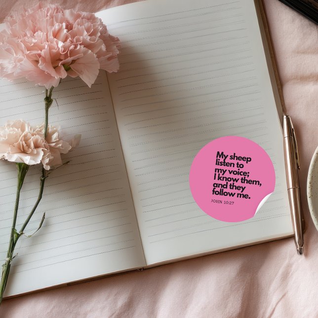 Sticker Rond Bible Quotes: John 10:27, Gospel Verse #4 (Créateur téléchargé)
