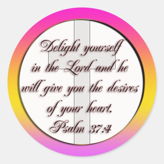 STICKER ROND BIBLE SCRIPTURE PSALM 37:4 (Devant)