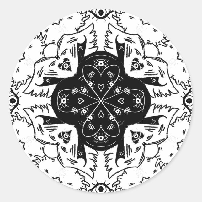 Sticker Rond Biblically accurate angel mandala (Devant)