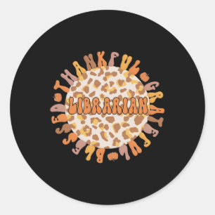 Sticker Rond Bibliothécaire Thanksgiving