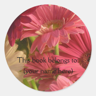 Sticker Rond Bibliothèque aux fleurs roses