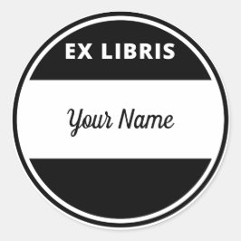 Sticker Rond Bibliothèque Ex Style Moderne avec votre nom