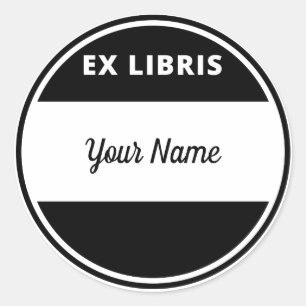 Sticker Rond Bibliothèque Ex Style Moderne avec votre nom