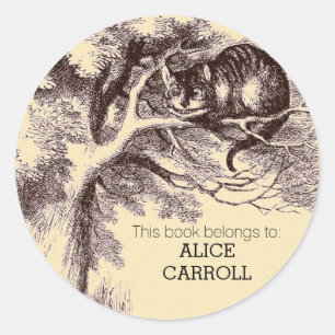 Sticker Rond Bibliothèque personnalisée Cheshire Chat Plaque de