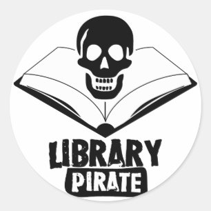 Sticker Rond Bibliothèque Pirate