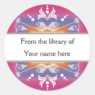Sticker Rond Bibliothèque rose