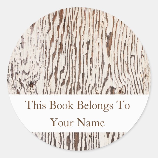 Sticker Rond Bibliothèque Rustic Wood Motif (Devant)