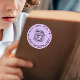 Sticker Rond Bibliothèque Scolaire Lisez-le, Adorez-le, Rendez-