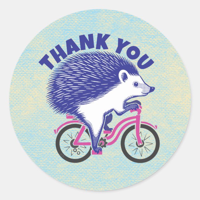 Sticker Rond Bicyclette rose de Hérisson violet (Devant)