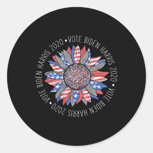 Sticker Rond Biden Harris 2020 Jote Rouge Blanc Bleu Tournesol 