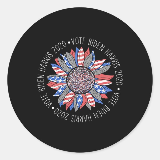 Sticker Rond Biden Harris 2020 Jote Rouge Blanc Bleu Tournesol  (Devant)