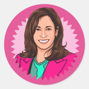 Sticker Rond Biden Harris 2024 en rose