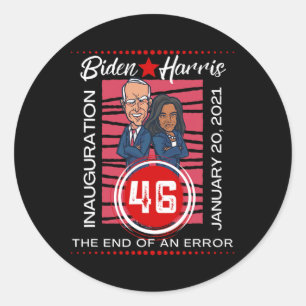 Sticker Rond Biden Inauguration Fin D'Une Erreur Cartoon