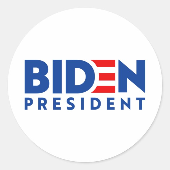 Sticker Rond Biden pour le président Slogan bleu et rouge, ZSSG (Devant)