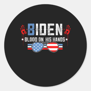 Sticker Rond Biden Sang Sur Ses Mains