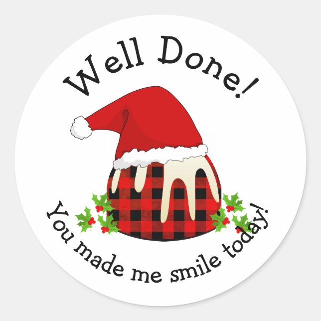 Sticker Rond BIEN FAIT Smile Enseignant Noël (Devant)