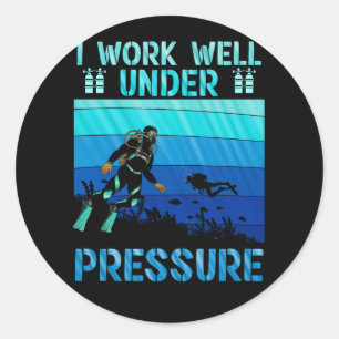 Sticker Rond Bien Travailler Sous Pression Plongée Plongée Ocea