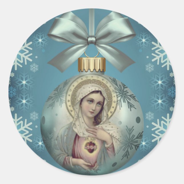 Sticker Rond Bienheureuse Vierge Marie Noël Religieux (Devant)