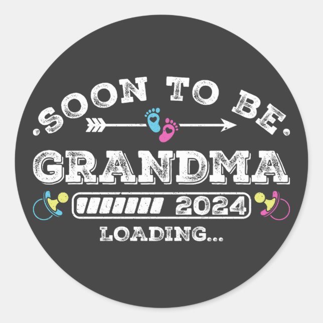 Sticker Rond Bientôt être Grand-mère 2024 Chargement (Devant)